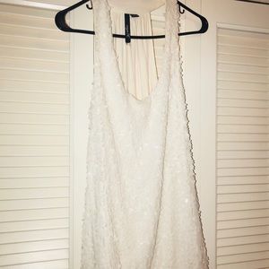 Beautiful white semi matte sequin tank top